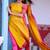 Yellow jaquard kanchi cotton v neck kurti dupatta set