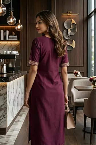 Wine coding sequence embroidered kurta with trouser & dupatta