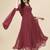  maroon georgette anarkali printed  kurti with dupatta