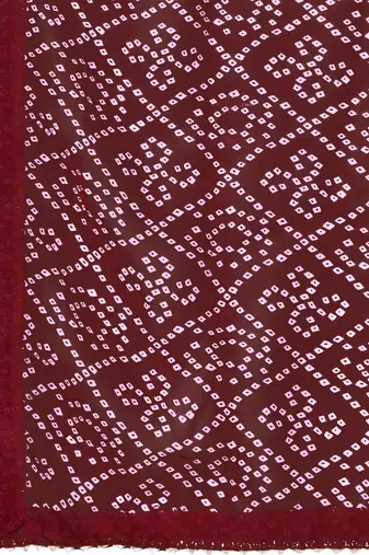  maroon georgette anarkali printed  kurti with dupatta