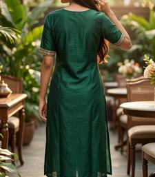 Green coding sequence embroidered kurta with trouser & dupatta