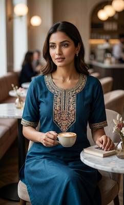 Rama coding sequence embroidered kurta with trouser & dupatta 2