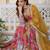 Peach silk readymade anarkali suit with zari & sequin  work