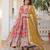 Peach silk readymade anarkali suit with zari & sequin  work