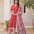 Red georgette readymade anarkali suit with zari & sequin  work