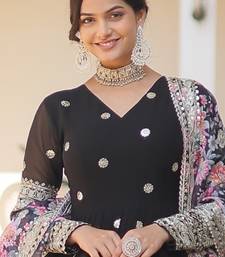 Black georgette readymade anarkali suit with zari & sequin  work