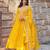 Yellow georgette readymade anarkali suit with zari & sequin  work