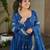 D blue chinon readymade anarkali suit with zari & sequin  work