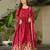 Red chinon readymade anarkali suit with zari & sequin  work