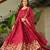Red chinon readymade anarkali suit with zari & sequin  work