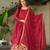 Red chinon readymade anarkali suit with zari & sequin  work
