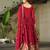Red chinon readymade anarkali suit with zari & sequin  work