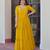 Yellow georgette readymade gown with embroidery & beads work