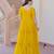 Yellow georgette readymade gown with embroidery & beads work