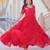 Red georgette readymade gown with embroidery & beads work