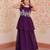 Violet georgette readymade gown with embroidery & beads work