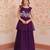 Violet georgette readymade gown with embroidery & beads work