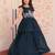 Navy georgette readymade gown with embroidery & beads work