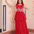 Red georgette readymade gown with embroidery & beads work