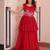 Red georgette readymade gown with embroidery & beads work