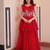Red georgette readymade gown with embroidery & beads work
