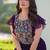 Purple georgette readymade gown with embroidery & beads work