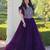 Purple georgette readymade gown with embroidery & beads work