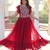 Red georgette readymade gown with embroidery & beads work