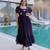 Black silk readymade gown with embroidery & beads work