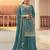 Teal blue chinon silk blend embroidered salwar kameez with dupatta