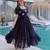 Black silk readymade gown with embroidery & beads work