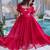 Red silk readymade gown with embroidery & beads work