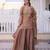 Coffee silk readymade suit with embroidery & zari work