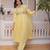 Yellow chanderi readymade suit with embroidery & beads work