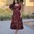 Brown cotton readymade kurti with floral printed work