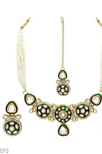 Indian bollywood gold plated kundan choker bridal necklace earrings jewelry set