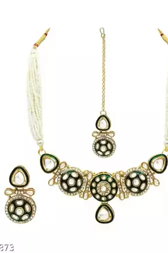 Indian bollywood gold plated kundan choker bridal necklace earrings jewelry set