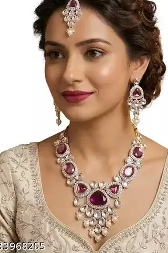 Indian bollywood gold plated kundan choker bridal necklace earrings jewelry set