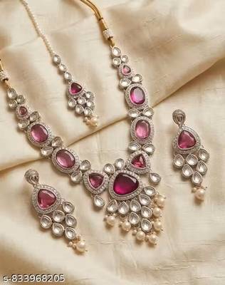 Indian bollywood gold plated kundan choker bridal necklace earrings jewelry set 2