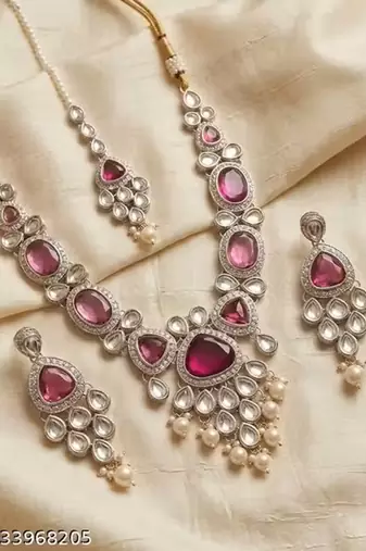 Indian bollywood gold plated kundan choker bridal necklace earrings jewelry set