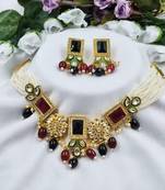 Indian bollywood gold plated kundan choker bridal necklace earrings jewelry set