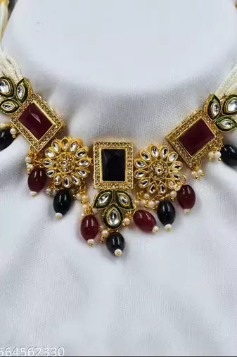 Indian bollywood gold plated kundan choker bridal necklace earrings jewelry set