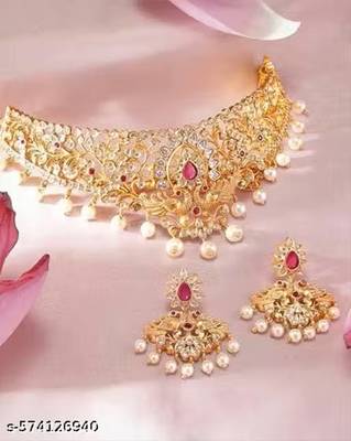 Indian bollywood gold plated kundan choker bridal necklace earrings jewelry set 4