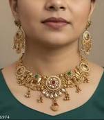 Indian bollywood gold plated kundan choker bridal necklace earrings jewelry set