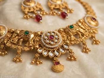 Indian bollywood gold plated kundan choker bridal necklace earrings jewelry set 2