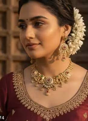 Indian bollywood gold plated kundan choker bridal necklace earrings jewelry set 4