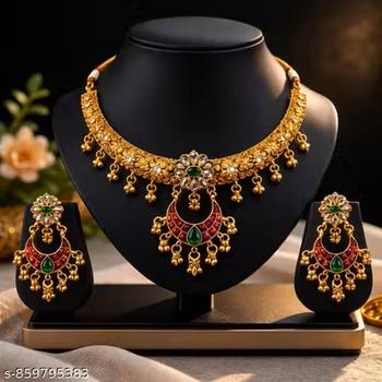 Indian bollywood gold plated kundan choker bridal necklace earrings jewelry set 2