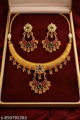 Indian bollywood gold plated kundan choker bridal necklace earrings jewelry set 4