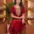 Maroon coding sequence embroidered kurta with trouser & dupatta