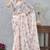 Pink Digital printed satin silk designer wedding saree for women